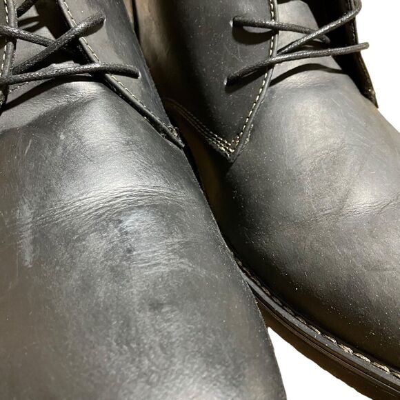 Nunn Bush Men’s 13 Black Leather Lancaster Plain Toe Chukka Boots Lace Up - Picture 3 of 11